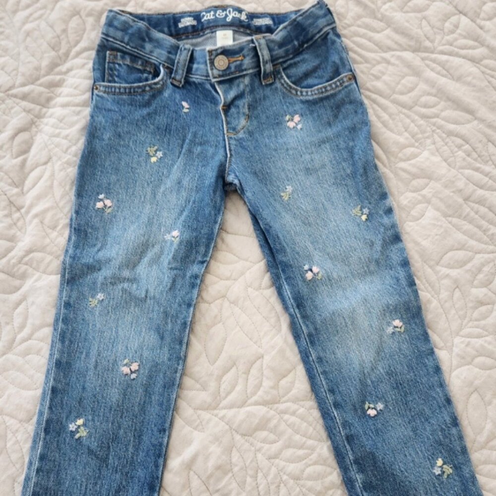 Toddler Girl Skinny Embroidered Denim